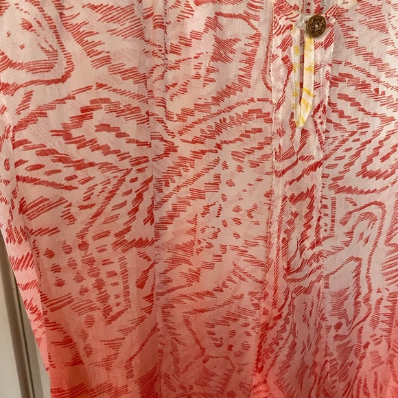 Sanctuary Printed V Neck Cami Tank w/Contrast Border, Pink/Yellow, Size XS - Picture 6 of 9